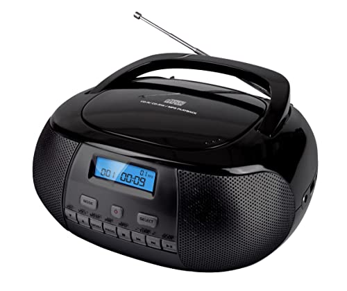 Nikkei NPRD58BK - Tragbare DAB+ Digital Radio Boombox mit CD-Player - USB- und Kopfhöreranschluss - Batterien und Netz - LCD-Bildschirm - Kompakt - Baustellenradio - Schwarz von Nikkei