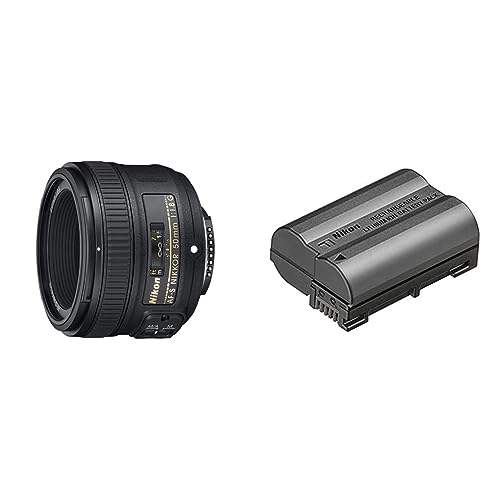 Nikon 2199 AF-S NIKKOR 50 mm 1:1,8G Objektiv (58mm Filtergewinde) & EN-EL15c Lithium-Ionen-Akku von Nikon