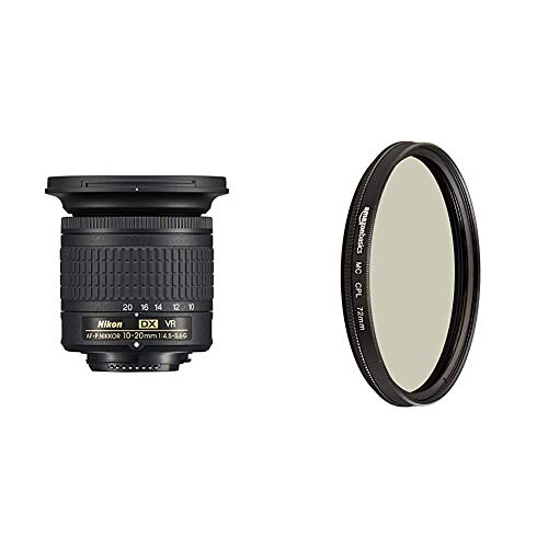 Nikon AF-P DX NIKKOR 10-20 mm 1:4.5-5.6G VR Objektiv schwarz & Amazon Basics Zirkularer Polarisationsfilter - 72mm von Nikon