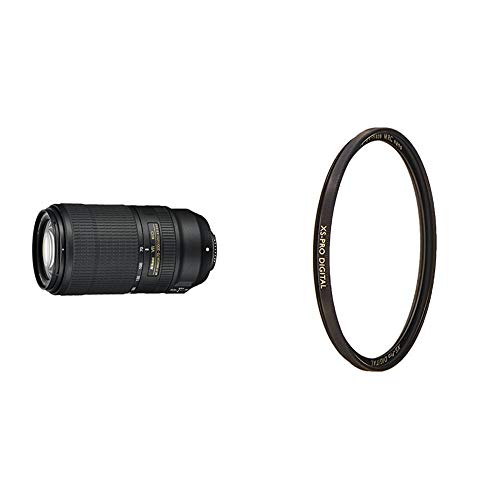 Nikon AF-P Nikkor 70-300mm 1:4.5-5.6E ED VR Objektiv (62 mm Filtergewinde) für Nikon-F-Bajonett schwarz & B+W UV-Haze- und Schutz-Filter (67mm, MRC Nano, XS-Pro, 16x vergütet, Slim, Premium) von Nikon
