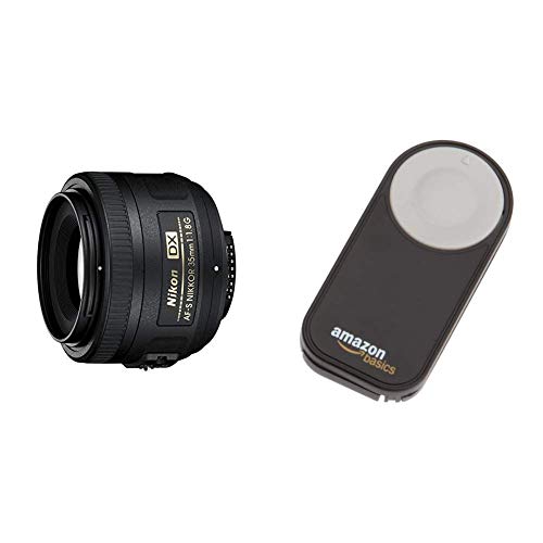 Nikon AF-S DX Nikkor 35mm 1:1,8G Objektiv (52mm Filtergewinde) & Amazon Basics IR-Fernauslöser für Nikon SLR-Digitalkameras von Nikon