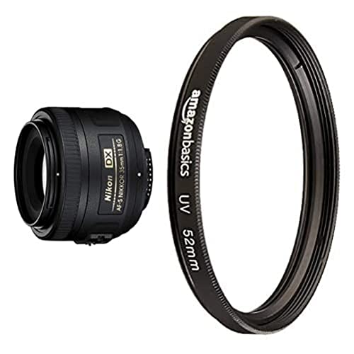 Nikon AF-S DX Nikkor 35mm 1:1,8G Objektiv (52mm Filtergewinde) & Amazon Basics UV-Sperrfilter - 52mm von Nikon