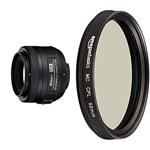 Nikon AF-S DX Nikkor 35mm 1:1,8G Objektiv (52mm Filtergewinde) & Amazon Basics Zirkularer Polarisationsfilter - 52mm von Nikon