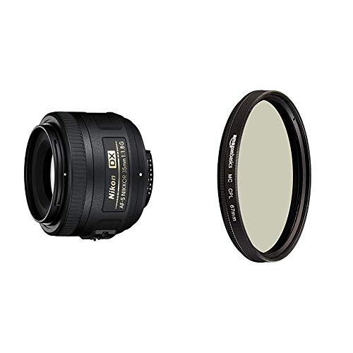 Nikon AF-S DX Nikkor 35mm 1:1,8G Objektiv (52mm Filtergewinde) & Amazon Basics Zirkularer Polarisationsfilter - 67mm von Nikon