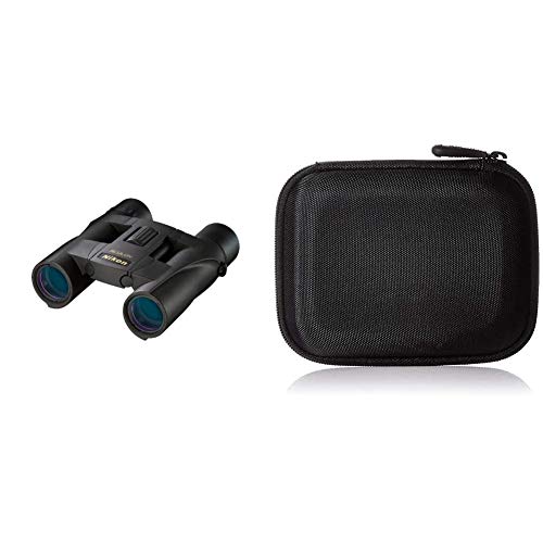 Nikon Aculon A30 Fernglas (10-Fach, 25mm Frontlinsendurchmesser) schwarz & Amazon Basics Festplattentasche, schwarz von Nikon