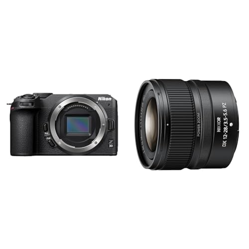 Nikon Z 30 Body (20,9 MP, 11 Bilder Pro Sekunde, Hybrid-AF Mit Fokus-Assistent, ISO 100-51.200, 4K UHD Video Mit Bis Zu 125 Minuten Länge) Schwarz & NIKKOR Z DX 12-28mm f/3.5-5.6 PZ VR von Nikon