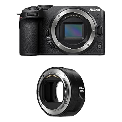 Nikon Z 30 Body (20,9 MP, 11 Bilder pro Sekunde, Hybrid-AF mit Fokus-Assistent, ISO 100-51.200, 4K UHD Video) + FTZ II (Adapter für F-Mount Objektive auf Z-Mount Kameras) von Nikon