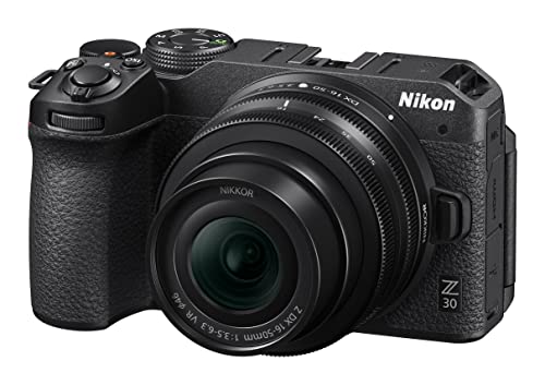 Nikon Z 30 Kit DX 16-50 Mm 1:3.5-6.3 VR + DX 50-250 Mm 1:4.5-6.3 VR (20,9 MP, 11 Bilder Pro Sekunde, Hybrid-AF Mit Fokus-Assistent, ISO 100-51.200, 4K UHD Video Mit Bis Zu 125 Minuten Länge) Schwarz von Nikon