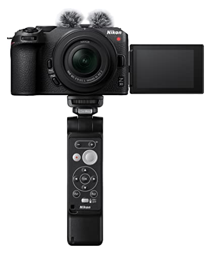 Nikon Z 30 Vlogger Kit DX 16-50 mm 1:3.5-6.3 VR (20,9 MP, 11 Bilder pro Sek, inkl. umfangreichem Vlogg-Zubehör, Hybrid-AF, 4K UHD 30p, Full-HD Videoaufzeichnung bis zu 125 Min) Schwarz von Nikon