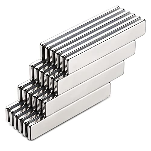 Nikou Neodym Magnete Starker, 24 Stück Leistungsstarker Seltenerd-Magnet Stabmagnete 60 x 10 x 3 mm für Kühlschrank Whiteboard Wissenschaftliches Basteln von Nikou