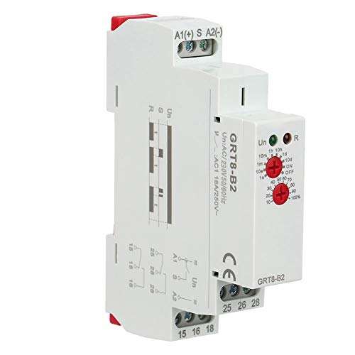 Nikou Zeitrelais, Verzögerungsrelais AC230 GRT8-B2 Analog Einstellbare Zeitverzögerung Relais, Ausschaltverzögerung Mini Einzelfunktions Zeitrelais DIN Rail Haushalt Schütz Zeitschaltuhren von Nikou