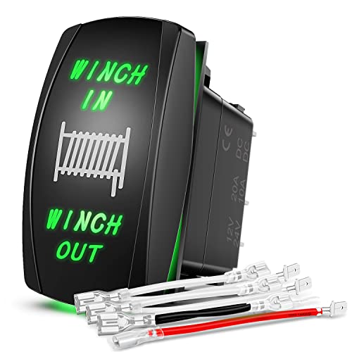 Nilight Winch Rocker Switch Momentary Toggle Switch ON OFF ON Switch DPDT 7Pin 12V 24V Switch Jumper Wires Winch In Out Switch Green for Cars Trucks Caravans Boats Nilight Winch Rocker Switch Momentary Toggle Switch ON OFF ON Switch DPDT 7Pin 12V 24V Switch Jumper Wires Winch In Out Switch Green for Cars Trucks Caravans Boats von Nilight