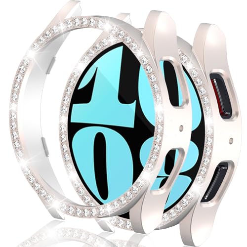 Bling Schutzhülle für Samsung Galaxy Watch 6, 40 mm, 44 mm, glänzende Strasssteine, Premium, buntes Glitzer, Galaxy S6, Uhrenarmband, Schutzzubehör (40 mm, Sternenlicht) von Niliva