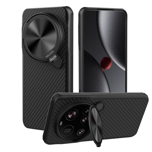 Nillkin Aramidfaser Magnetisch Case für Xiaomi 15 Ultra Hülle, Kameraschutz Ständer Handyhülle Stoßfeste Schutzhülle für Xiaomi 15 Ultra Case (Schwarz) von Nillkin