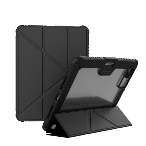Nillkin Bumper Pro Schutzhülle aus PU-Leder für Apple iPad Air 13 2024/Pro 12.9 2020/2021/2022, Stifthalter, stoßfeste Abdeckung, Multi-Winkel-Klappstil, Rückkamera-Schiebeabdeckung, Schwarz Nillkin Bumper Pro Schutzhülle aus PU-Leder für Apple iPad Air 13 2024/Pro 12.9 2020/2021/2022, Stifthalter, stoßfeste Abdeckung, Multi-Winkel-Klappstil, Rückkamera-Schiebeabdeckung, Schwarz von Nillkin