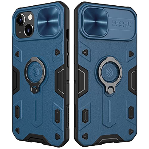 Nillkin CamShield Armor Kompatibel mit iPhone 13 Hülle, mit Kameraschutz und 360° Drehbarer Ständer, Militärqualität Handyhülle für iPhone 13 Case Blau von Nillkin