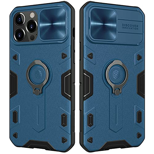 Nillkin CamShield Armor Kompatibel mit iPhone 13 Pro Max Hülle, mit Kameraschutz und 360° Drehbarer Ständer, Militärqualität Handyhülle für iPhone 13 Pro Max Case Blau von Nillkin