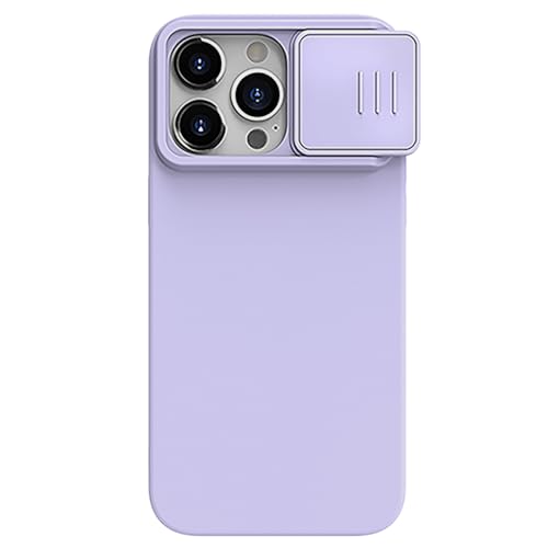 Nillkin CamShield Hülle Passend für Apple iPhone 15 Pro Max - Geeignet für kabelloses Aufladen mit Magnetring - Silikon Back Cover - mit Kamera Slider Lila von Nillkin