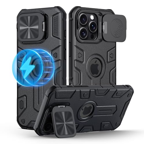 Nillkin Hülle für iPhone 16 Pro Max Magnetische, CamShield Armor Militärischer Schutz, Stoßfestes und kratzfestes Case mit Standfunktion,Kompatibel mit iPhone 16 Pro Max 6.9" 5G 2024 -Schwarz von Nillkin