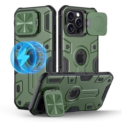 Nillkin Hülle für iPhone 16 Pro Max Magnetische, CamShield Armor Militärischer Schutz, Stoßfestes und kratzfestes Case mit Standfunktion,Kompatibel mit iPhone 16 Pro Max 6.9" 5G 2024 -Grün von Nillkin