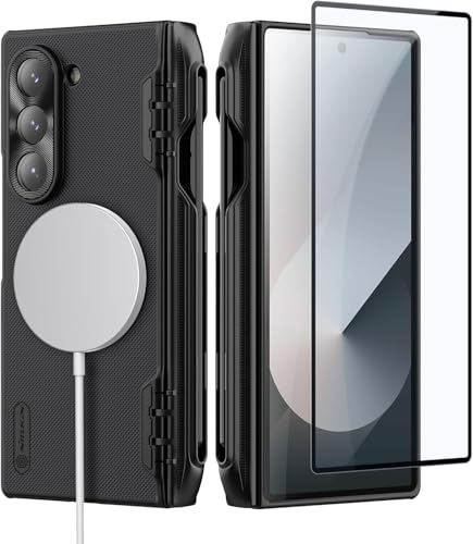 Nillkin für Magnetic Samsung Galaxy Z Fold 6 Hülle mit S Pen Halter,kompatibel mit Magsafe，[Scharnier Schutz][Built-in Screen Protector] Slim Fit Schutzhülle für Samsung Galaxy Z Fold 6,Schwarz von Nillkin