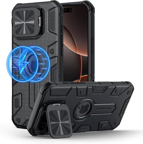 Nillkin für iPhone 16 Pro Max Hülle MagSafe,iPhone 16 Pro Max Ständer Und Kameraschutz Hülle,Schutzhülle Robust Case Magnetische Handyhülle für iPhone 16 Pro Max 6.9'' 2024, Schwarz Nillkin für iPhone 16 Pro Max Hülle MagSafe,iPhone 16 Pro Max Ständer Und Kameraschutz Hülle,Schutzhülle Robust Case Magnetische Handyhülle für iPhone 16 Pro Max 6.9'' 2024, Schwarz von Nillkin