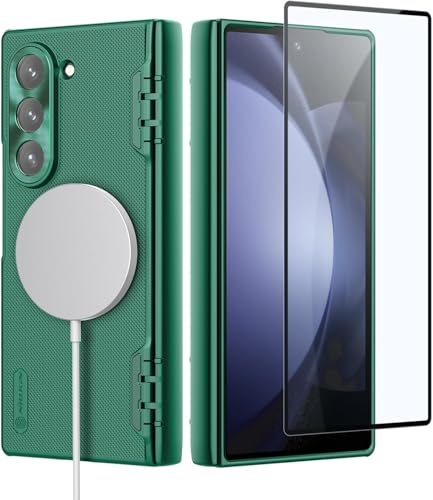 Nillkin für Magnetic Samsung Galaxy Z Fold 6 Hülle,kompatibel mit Magsafe[Scharnierabdeckung Schutz & Bildschirmschutz][Displayschutzfolie] Schlanke Schutzhülle für Samsung Galaxy Z Fold 6,Grün von Nillkin