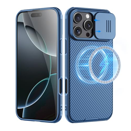 Nillkin Magnetische Hülle für iPhone 16 Pro 6,3 Zoll Kompatibel mit MagSafe, CamShield Pro Ultra dünne Schutzhülle mit Kameraschutz für iPhone 16 Pro Case (Blau) von Nillkin
