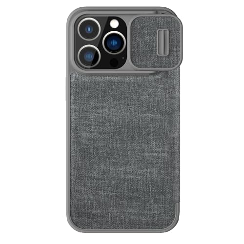 Nillkin Qin Pro Hülle Geeignet für Apple iPhone 14 Pro Max - Book Case mit Kamera Slider - Platz für Zwei Karten Grau Nillkin Qin Pro Hülle Geeignet für Apple iPhone 14 Pro Max - Book Case mit Kamera Slider - Platz für Zwei Karten Grau von Nillkin