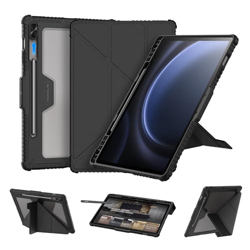 Nillkin Samsung Galaxy Tab S9 FE+ Hülle,Mehrfach Faltbar, Stoßfest, 360-Grad-Schutz, mit Stifthalter, Robustes Cover für 12,4 Zoll Tablet - Schwarz. von Nillkin