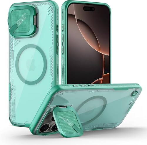 Nillkin für iPhone 16 Pro Max Hülle mit Ständer & Kameraschutz, Kompatibel mit MagSafe, Nie Vergilbung Klar Handyhülle, Stoßfest Schutzhülle Cover,Grün Nillkin für iPhone 16 Pro Max Hülle mit Ständer & Kameraschutz, Kompatibel mit MagSafe, Nie Vergilbung Klar Handyhülle, Stoßfest Schutzhülle Cover,Grün von Nillkin