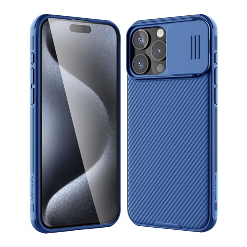 Nillkin iPhone 15 Pro Hülle mit Kameraschutz (6,1 Zoll), CamShield Pro iPhone 15 Pro Handyhülle mit Schiebe Kameraabdeckung, TPU+PC Schlanke Stilvolle Case für iPhone 15 Pro 5G, Blau von Nillkin
