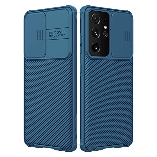 Nillkin kompatibel mit Samsung Galaxy S21 Ultra Handyhüllen, s21 Ultra 5g hülle Schutzabdeckung für Kameraobjektive Bumper für S21 Ultra Rutsche fähig kameraschutz hülle 6.8’’ (Blue) von Nillkin