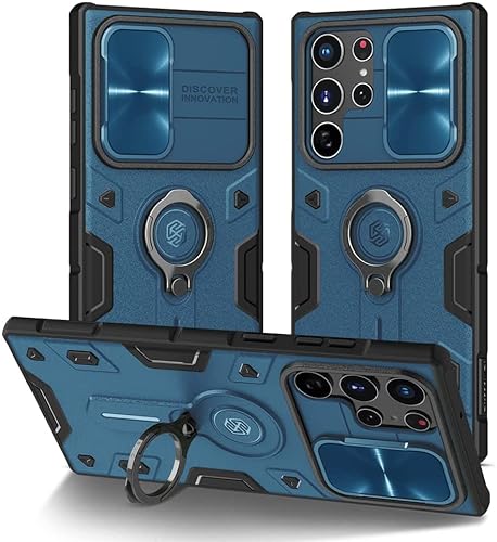 Nillkin kompatibel mit Samsung Galaxy s22 Ultra hülle mit ständer, s22 Ultra 5g hülle Bumper Hybrid Handyhülle für S22 Ultra Rutsche fähig kameraschutz hülle 6.8’’ (Blau) von Nillkin