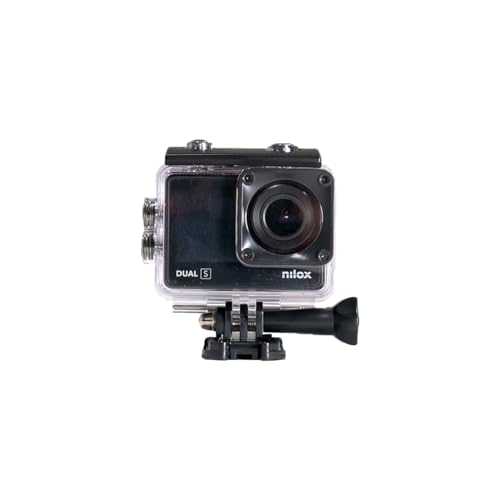 Nilox, Action Cam Dual S, Action-Kamera, Auflösung 4K/60fps, 170° Weitwinkel, Touchscreen hinten, wasserdicht bis 30 m, mit wasserdichter Hülle, mit Klebebefestigungen, Montageset von Nilox