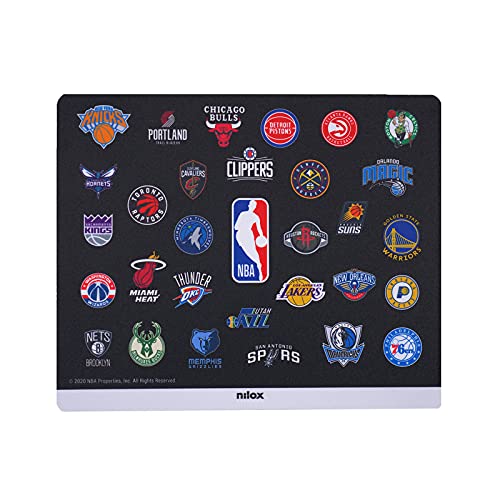 Nilox, Mauspad NBA Black, Mauspad mit antistatischer und Rutschfester Oberfläche, geeignet für optische und Laser-Mäuse, Maße 21 x 25,5 x 0,5 cm und Gewicht 50 g. von Nilox