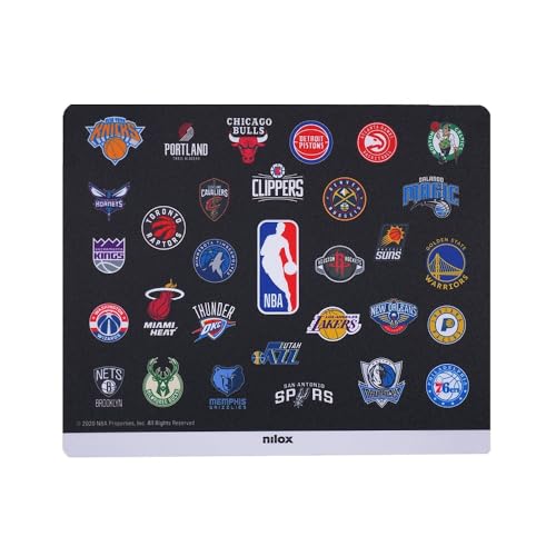 Nilox, Mauspad NBA Black, Mauspad mit antistatischer und Rutschfester Oberfläche, geeignet für optische und Laser-Mäuse, Maße 21 x 25,5 x 0,5 cm und Gewicht 50 g. von Nilox