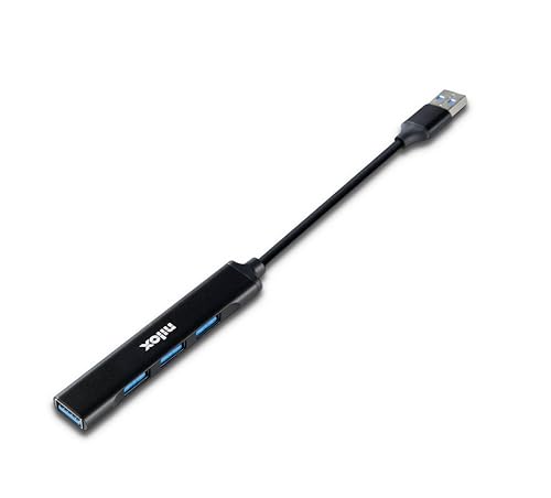 Nilox NXHUB401 USB-Hub mit 4 Ports, 3 USB 2.0, 1 USB 3.0, aus Aluminium, minimalistisches Design, für mehrere USB-Ports für PC von Nilox