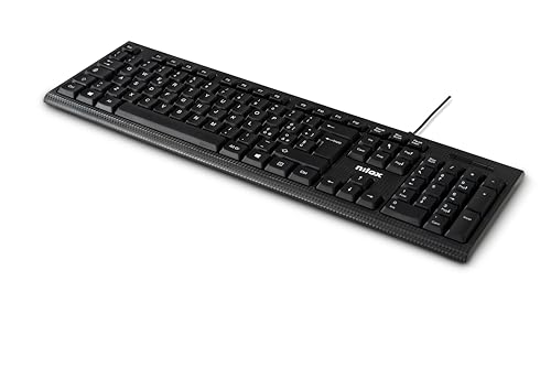 Nilox NXKBIT000011 Ergonomische USB-Tastatur, leicht und kompakt mit italienischem Layout, verschleißfest, Kabel 1,5 m, Schwarze Tastatur, kompatibel mit Windows, Linux und Mac von Nilox