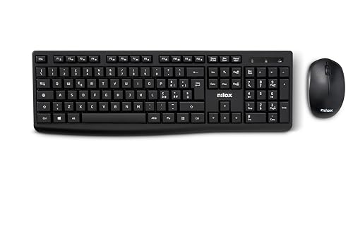 Nilox NXKMWIT012, kabelloses Tastatur- und Maus-Set mit 10 m Reichweite, Tastatur mit italienischem Layout, Maus mit optischem Sensor mit 1600 DPI, kompatibel mit Windows, Linux und Mac von Nilox
