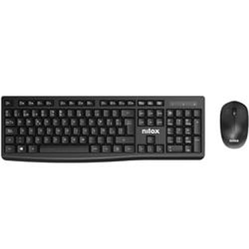 Nilox Tastatur und Maus NXKMWE012 Schwarz QWERTY Spanisch von Nilox