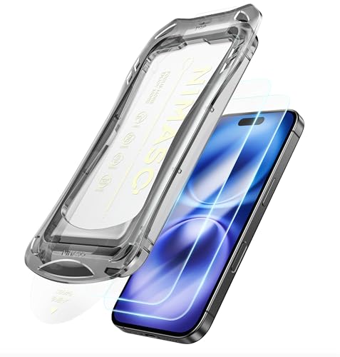 Nimaso für iPhone 16/15 Panzerglas 6,1 Zoll, Staubfreie Sofortinstallation, 9H Härte HD-Klares Gehärtetes Glas, Militärisch Splitterfest, Kratzfest, 2er Pack Nimaso für iPhone 16/15 Panzerglas 6,1 Zoll, Staubfreie Sofortinstallation, 9H Härte HD-Klares Gehärtetes Glas, Militärisch Splitterfest, Kratzfest, 2er Pack von Nimaso