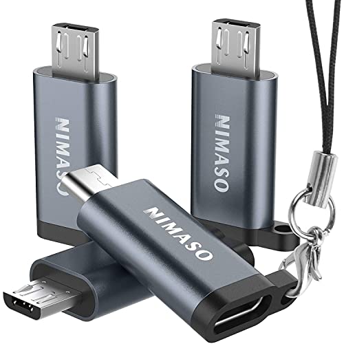 Nimaso Adapter USB C auf Micro USB 4 Pack,USB Typ C (Female) zu Micro-USB (Male) Adapter Unterstützt Charging & Sync für Samsung J6/J5/J4/J3/S7/S7 Edge/S6,Huawei Y7/Y6/P Smart/P8 Lite,LG G4,Power Bank von Nimaso