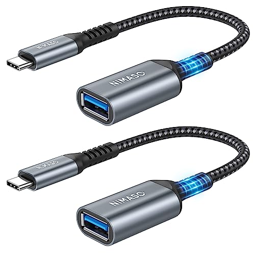 Nimaso USB C Adapter, 2 Stücke OTG Typ C auf USB 3.0 Adapter für iPad Pro 2020,MacBook Air 2020/2018,MacBook Pro 2018,Dell XPS 15,Galaxy S23/S22,Huawei P30,Google Pixel 3XL iPhone 15 und mehr von Nimaso