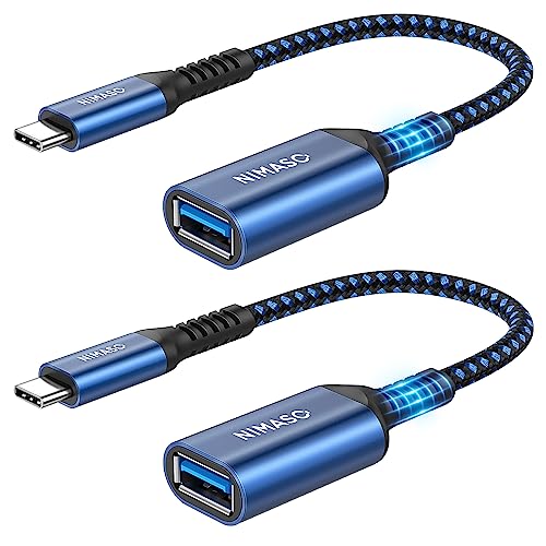 Nimaso USB C OTG Adapter, 2 Stücke USB Typ C auf USB 3.0 Adapter für MacBook Pro 2018, Dell XPS 15, Galaxy S10, Huawei P30, Google Pixel 3XL und mehr (Blau) von Nimaso