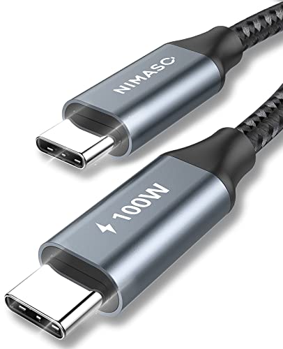 Nimaso USB C auf USB C Kabel 1M,USB Typ C 100W 20V/5A PD Schnellladekabel mit E-Mark Chip Ladekabel und Datenkabel für Macbook Pro,MacBook Air,iPad Pro,ChromeBook Pixel, Samsung Galaxy S23/S22/S21 von Nimaso