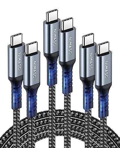 Nimaso USB C auf USB C Kabel [3-Pack/0.3M+1M+2M],USB Typ C PD Ladekabel 60W 20V/3A für Galaxy S23 S22 S21 S20 S10 A53,Note 10,Huawei P30 P20,Google Pixel 3a/3a XL,iPad Pro 2021/2020/2018,MacBook Pro von Nimaso