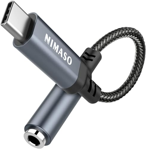 Nimaso USB C zu 3.5mm Klinke,USB C Aux Adapter zu Kopfhörer Jack Audio Adapter,Adapter USB C auf Klinke für iPhone 15, Huawei P40/30/20Pro,Mate20 Pro,Pixel 4XL,Sumsung Galaxy S23 S22/Note10,Xiaomi 8 von Nimaso