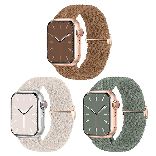 Geflochtenes Armband Kompatibel mit Apple Watch 38mm 40mm 41mm, Nylon Elastisches Dehnbares Band für Apple Watch 9 8 SE 7 6 5 4 3 2 1, 3 Stück von Nimblistic