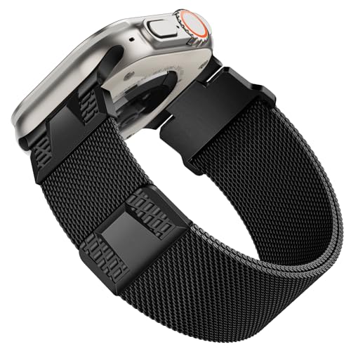 Milanaise Armband Kompatibel mit Apple Watch Ultra 2 Armband 49mm 45mm 44mm 42mm, Magnet Edelstahl Band für Apple Watch Ultra 2, Ultra, Series 9 8 7 6 5 4 3, Schwarz von Nimblistic